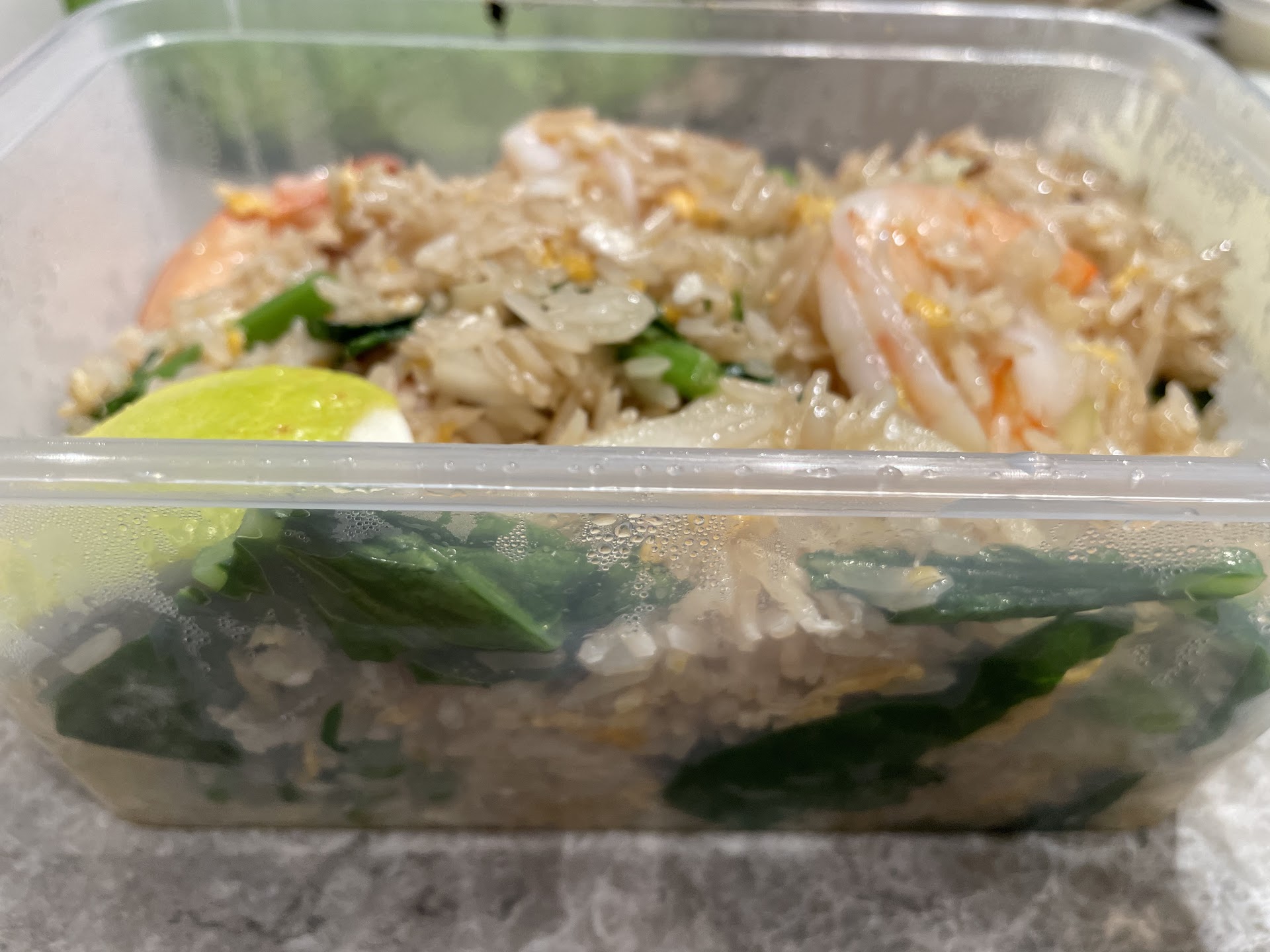 Takeaway prawn fried rice from Metro Thai